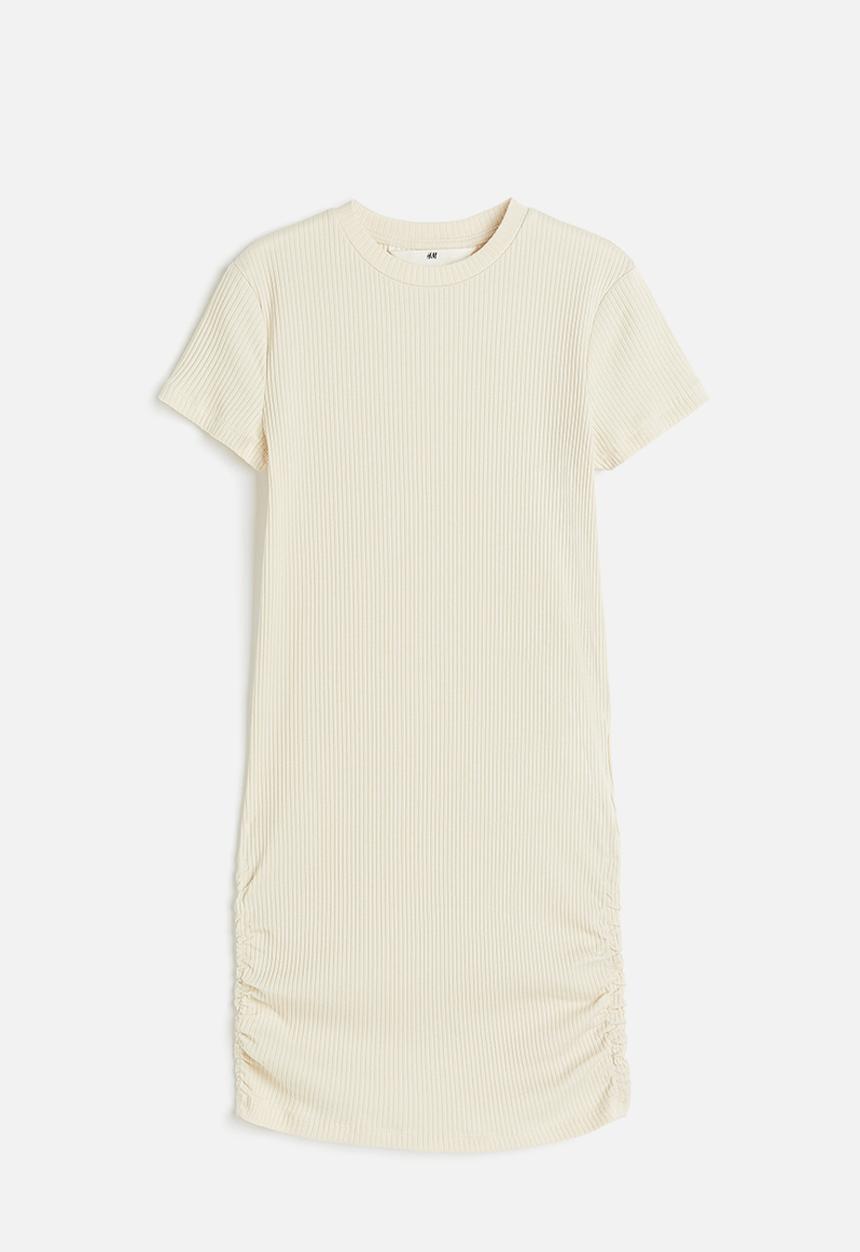 H&M - Ribbed jersey dress - light beige