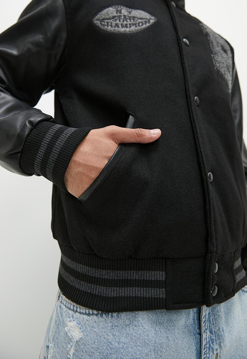STYLE REPUBLIC - Sr bomber pu sleeved jacket - black