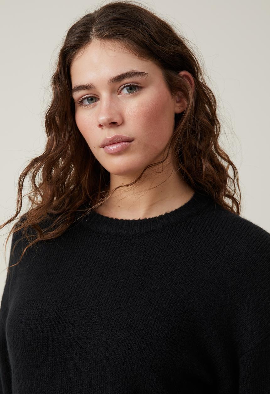 Cotton On - Everything Crew Neck Pullover - Black
