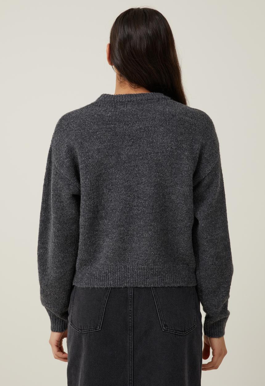 Cotton On - Everything Crew Neck Pullover - Dark Shadow Grey Marle