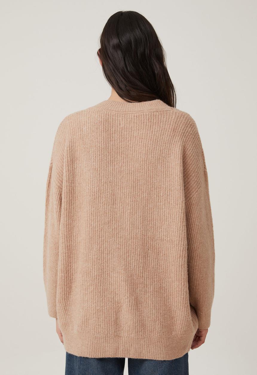Cotton On - Everything Slouchy V-Neck Pullover - Chestnut Marle