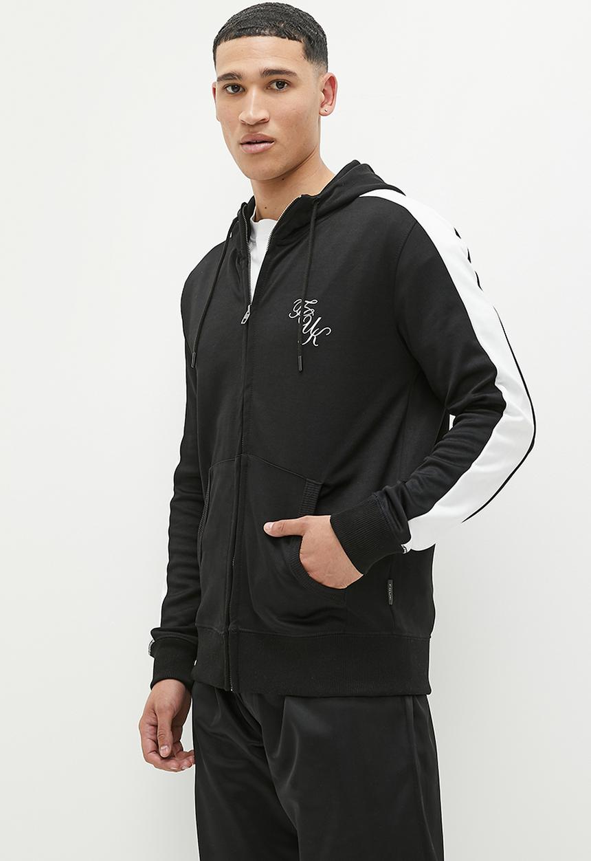 French Connection - Script zip hood arm tricot - black & white 
