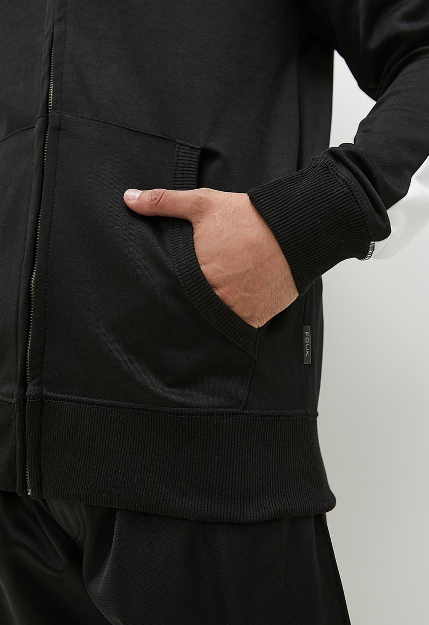 French Connection - Script zip hood arm tricot - black & white 