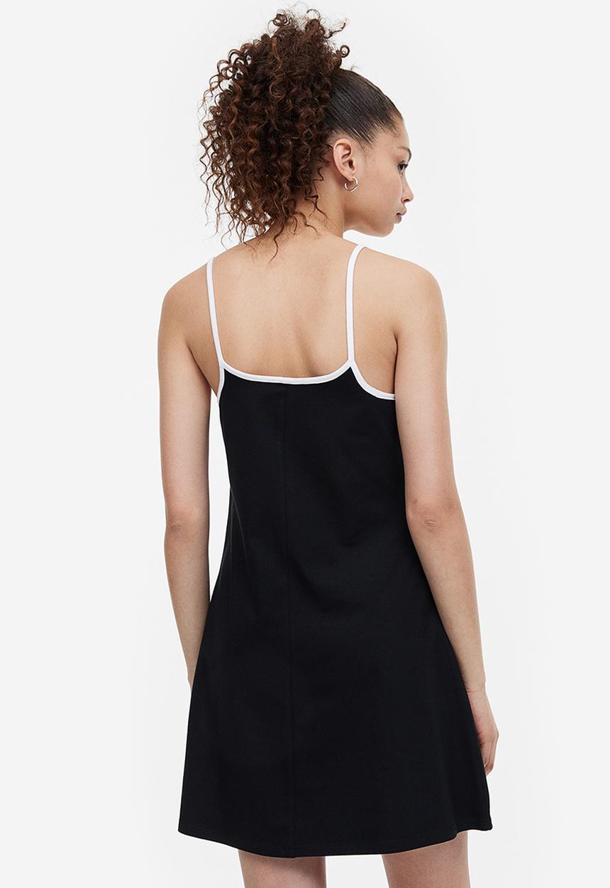 H&M - A-line jersey dress - black & white