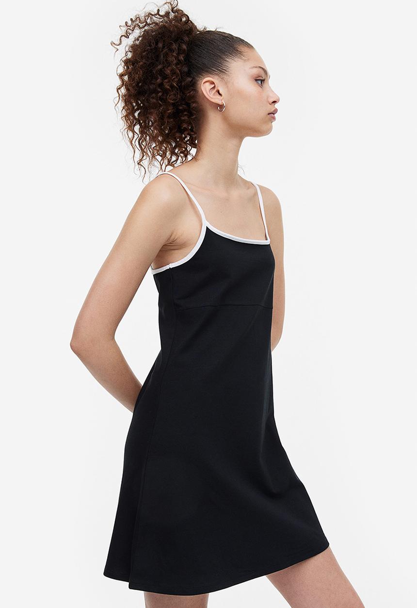 H&M - A-line jersey dress - black & white