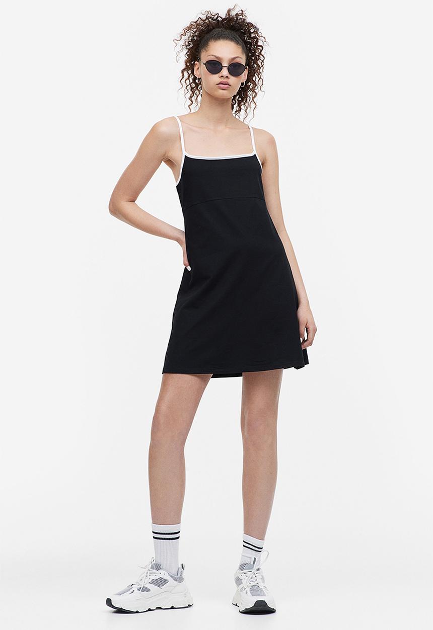 H&M - A-line jersey dress - black & white