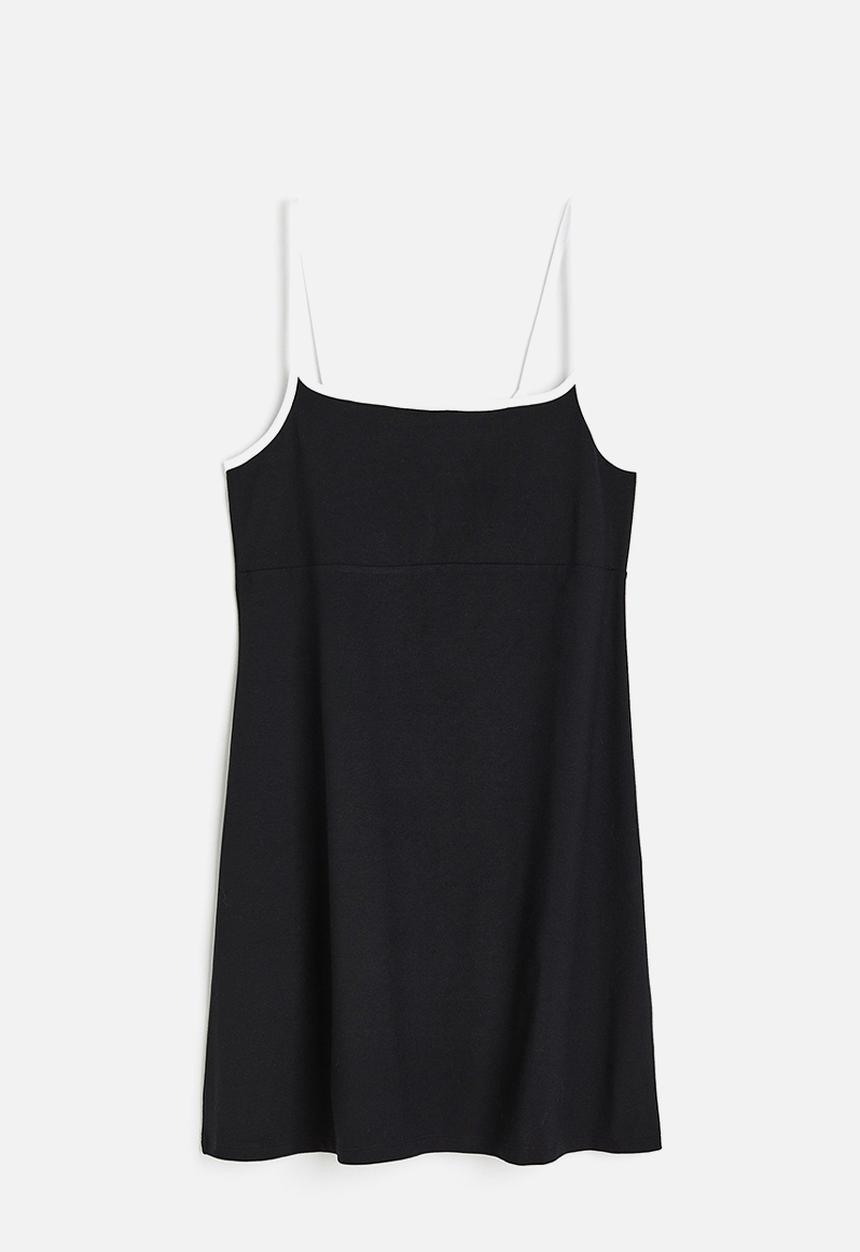H&M - A-line jersey dress - black & white