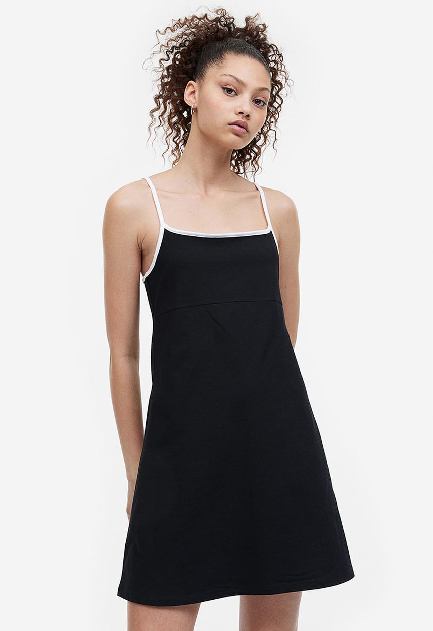 H&M - A-line jersey dress - black & white