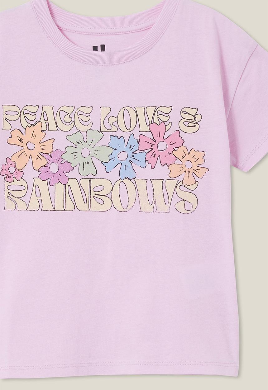 Cotton On - Poppy short sleeve print tee - pale violet/peace love