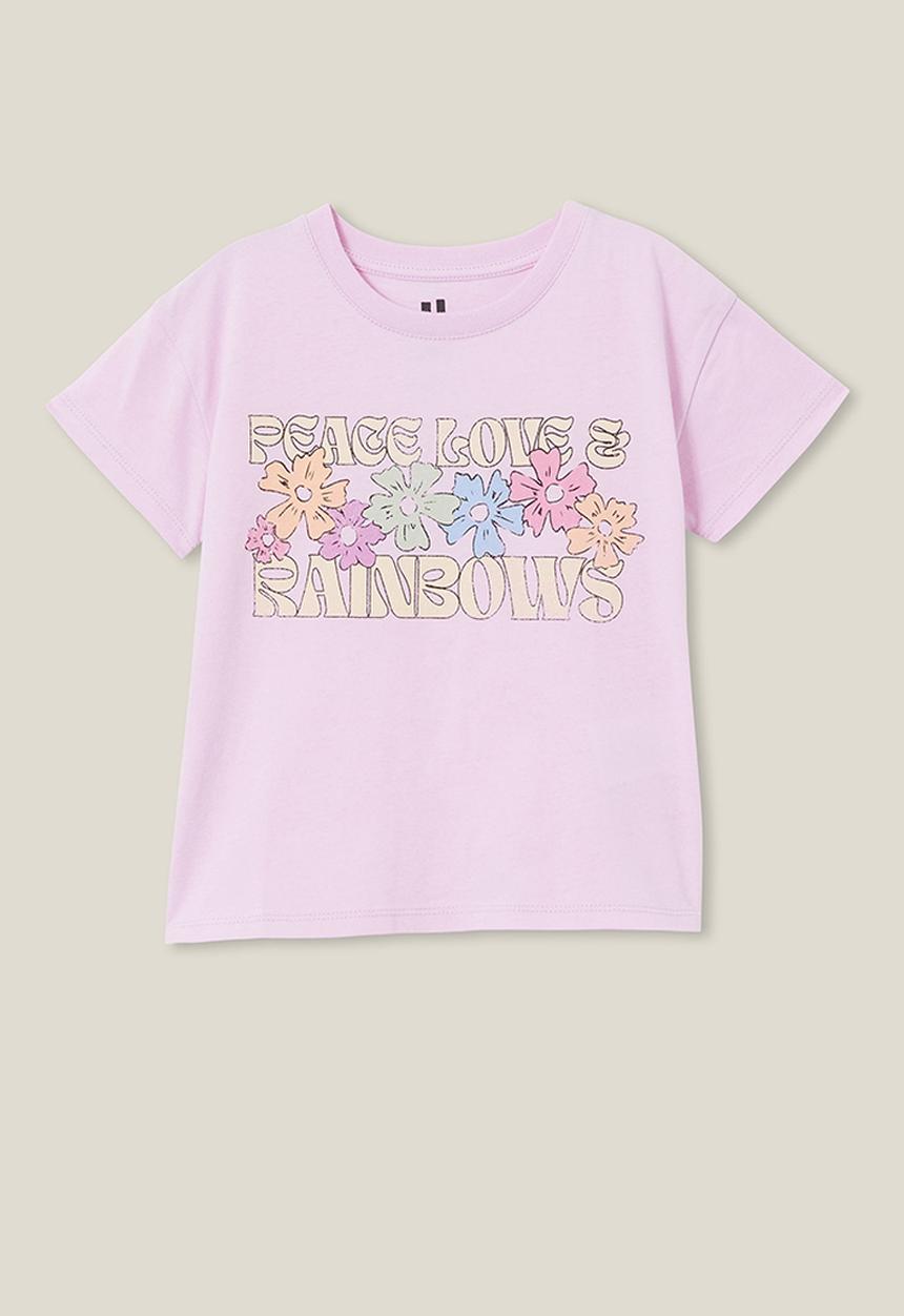 Cotton On - Poppy short sleeve print tee - pale violet/peace love