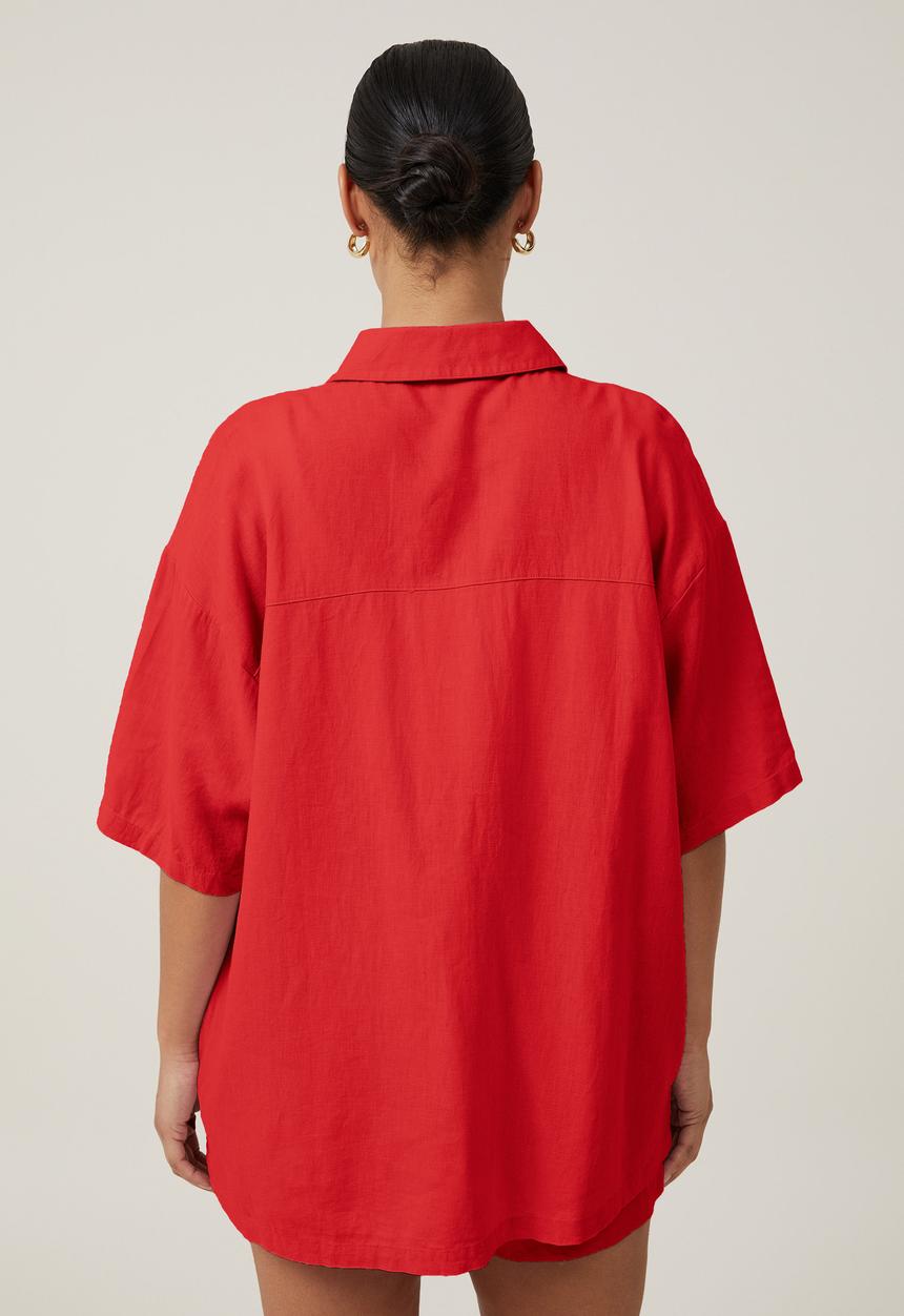 Cotton On - Haven Short Sleeve Shirt - Summer Red
