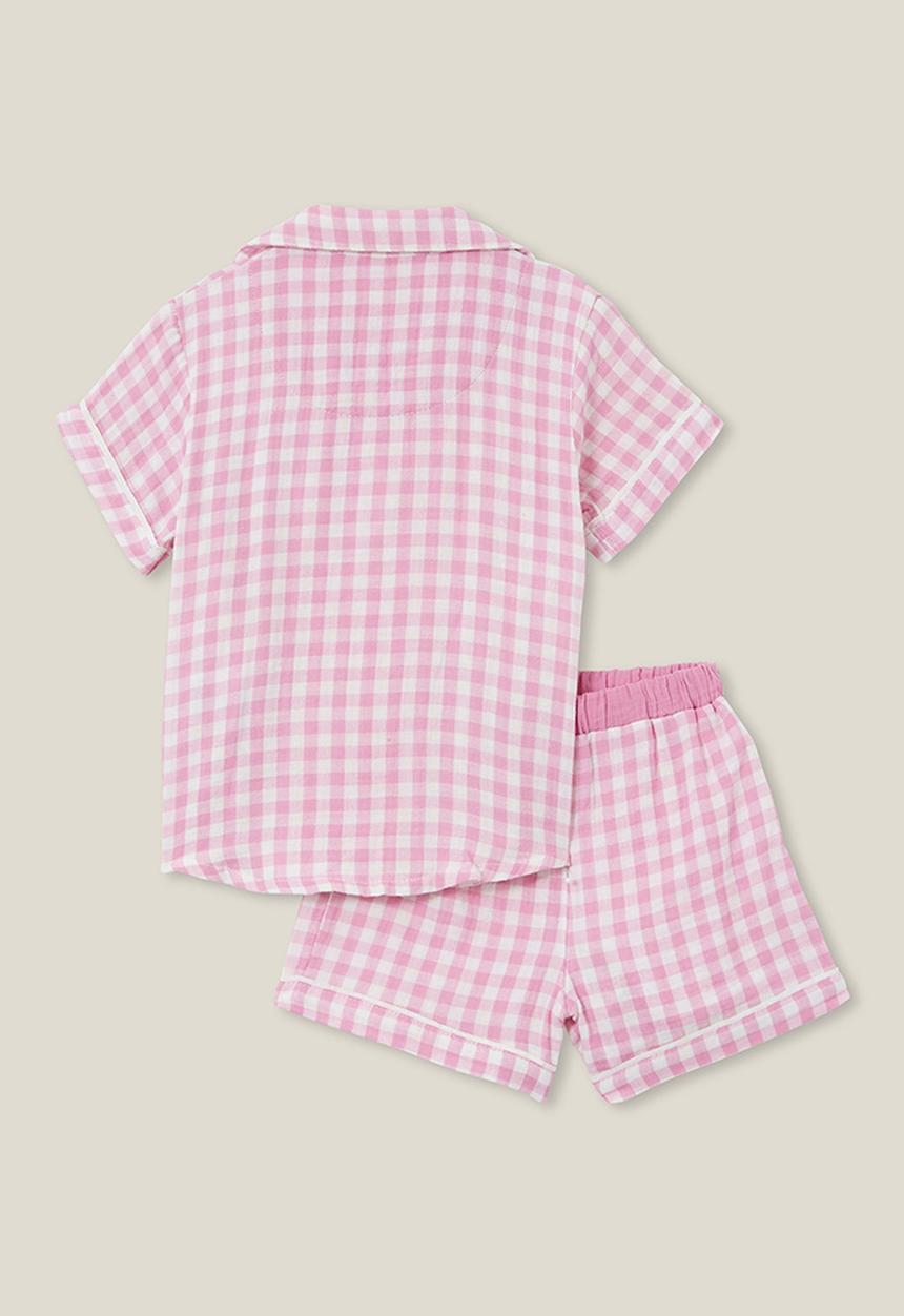 Cotton On - Amelia short sleeve pyjama set - pink gerbera/gingham check