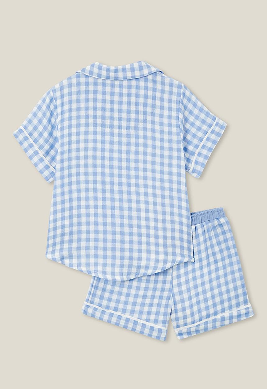 Cotton On - Archer short sleeve pyjama set - dusk blue/gingham check