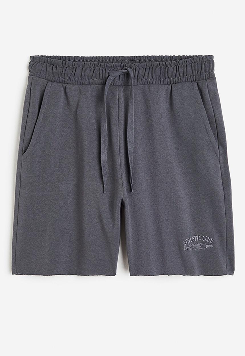 H&M - Embroidered sweatshirt shorts - dark grey 