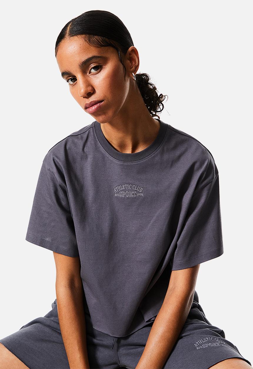 H&M - Embroidered sweatshirt shorts - dark grey 