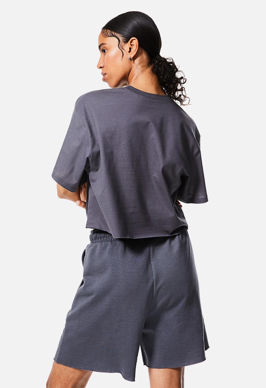 H&M - Embroidered sweatshirt shorts - dark grey 