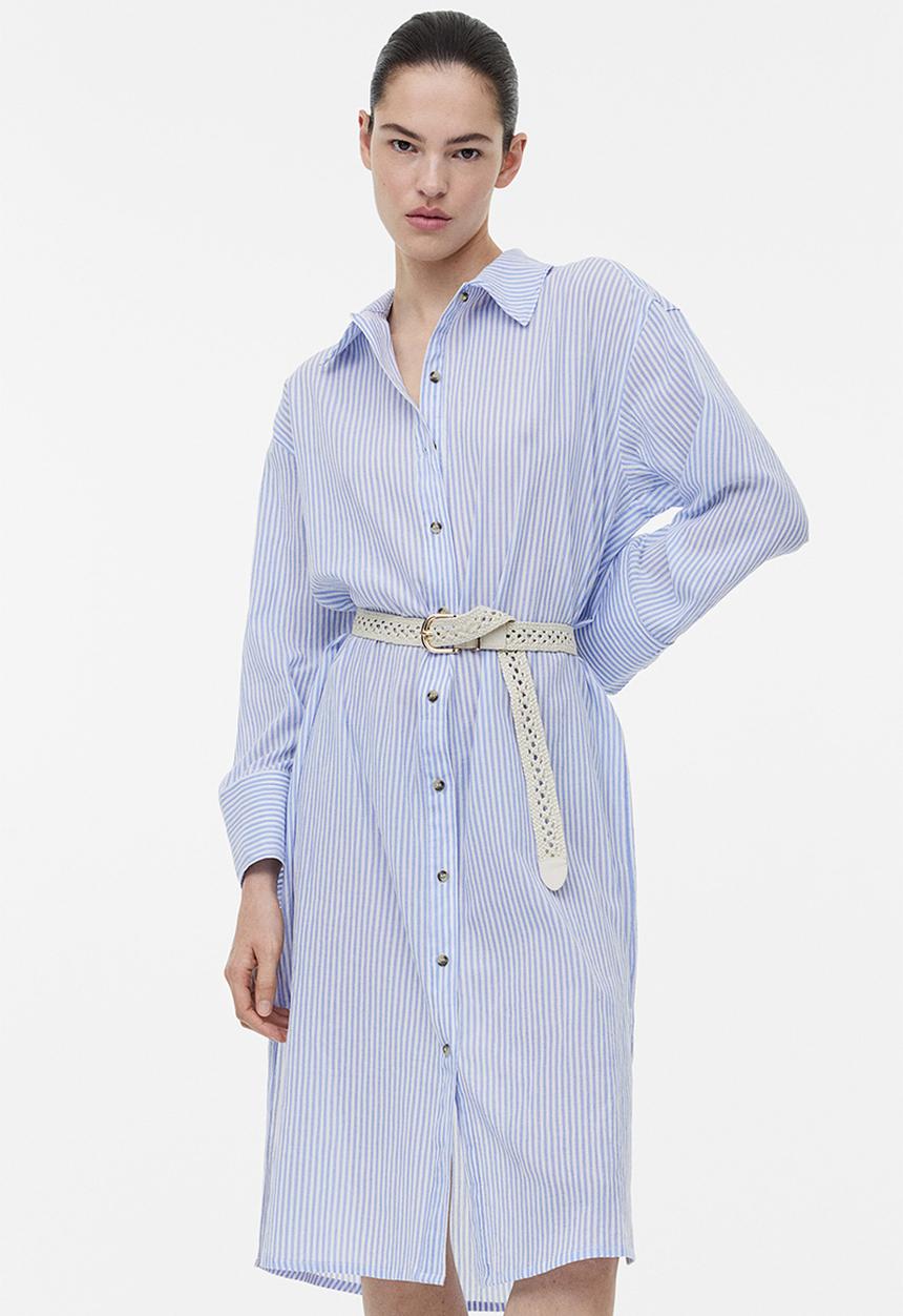 H&M - Crêpe shirt dress - blue striped