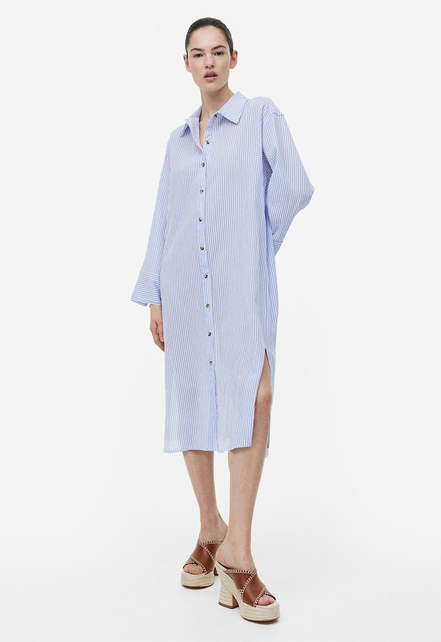 H&M - Crêpe shirt dress - blue striped