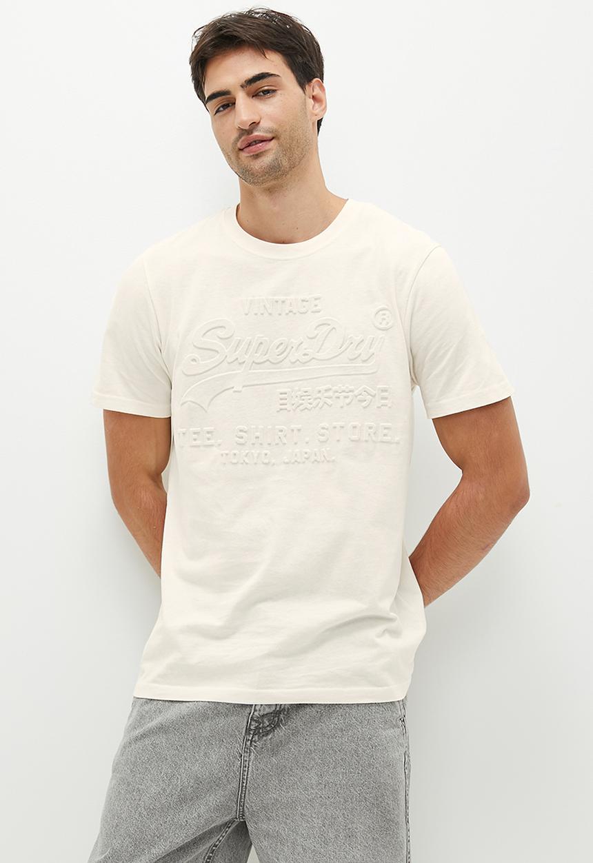 Superdry. - Embossed vl T-shirt - cream