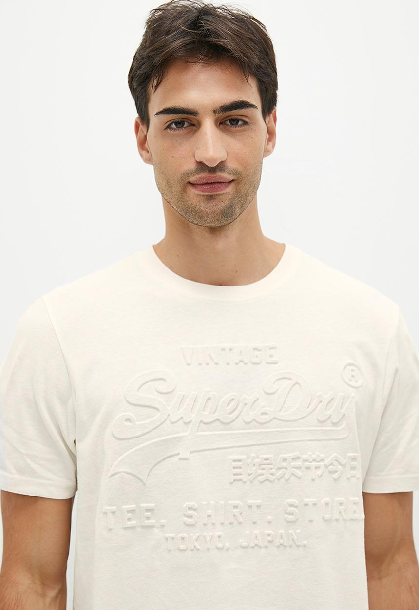 Superdry. - Embossed vl T-shirt - cream