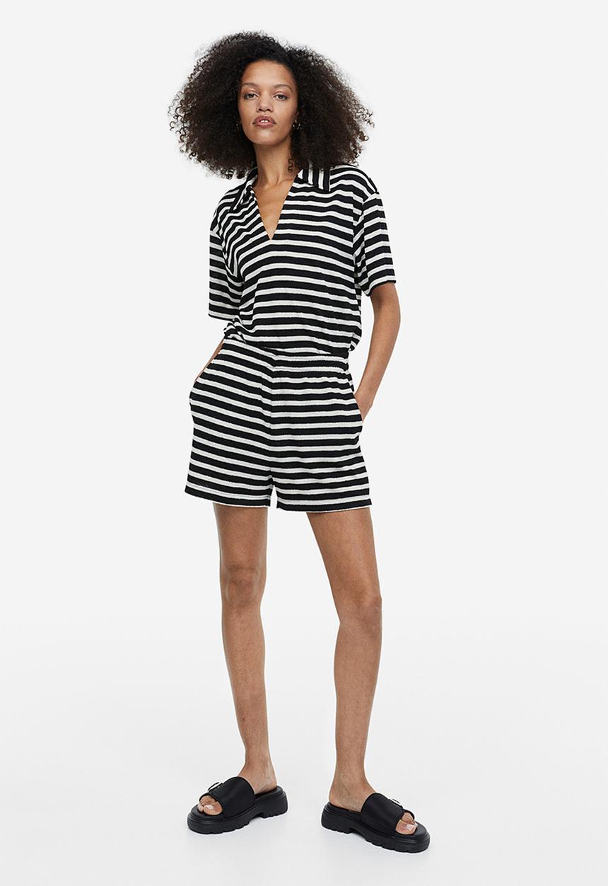 H&M - Jersey shorts - black striped