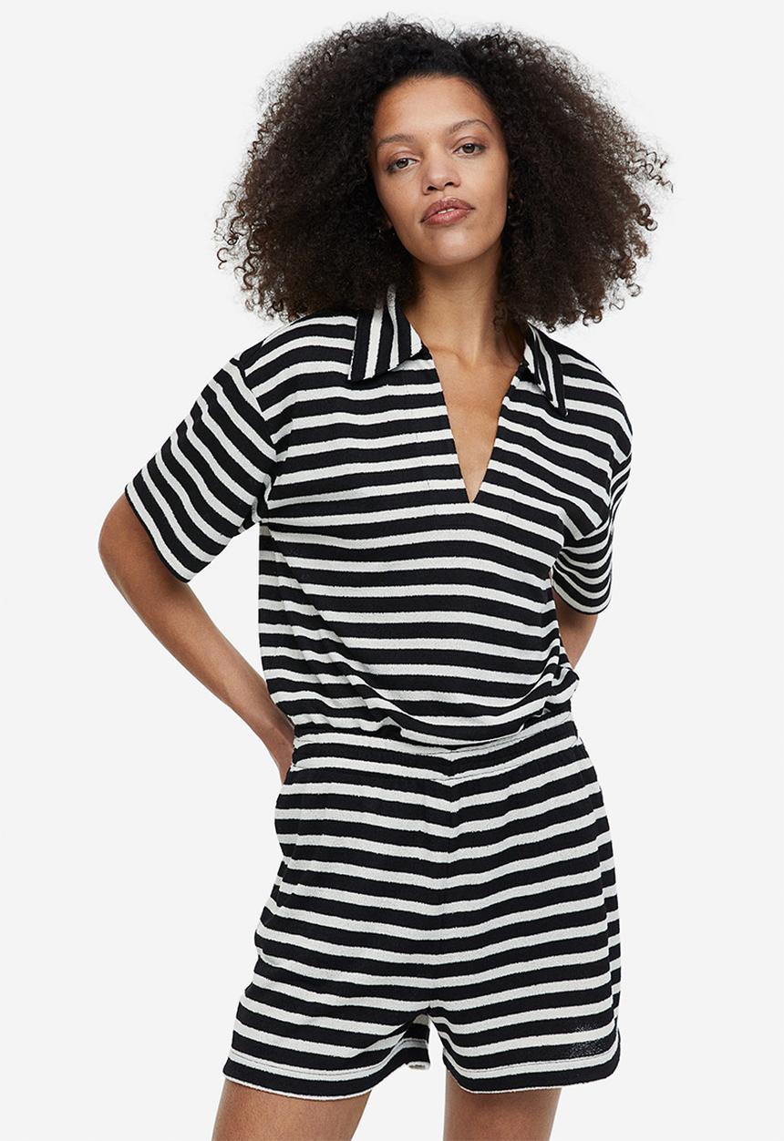 H&M - Jersey shorts - black striped