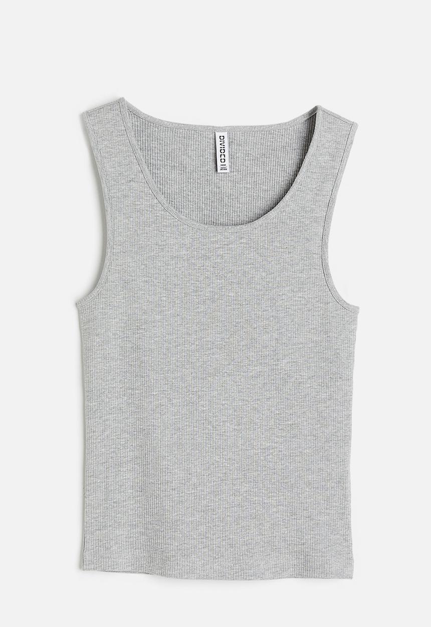 H&M - Ribbed cotton vest top - light grey marl