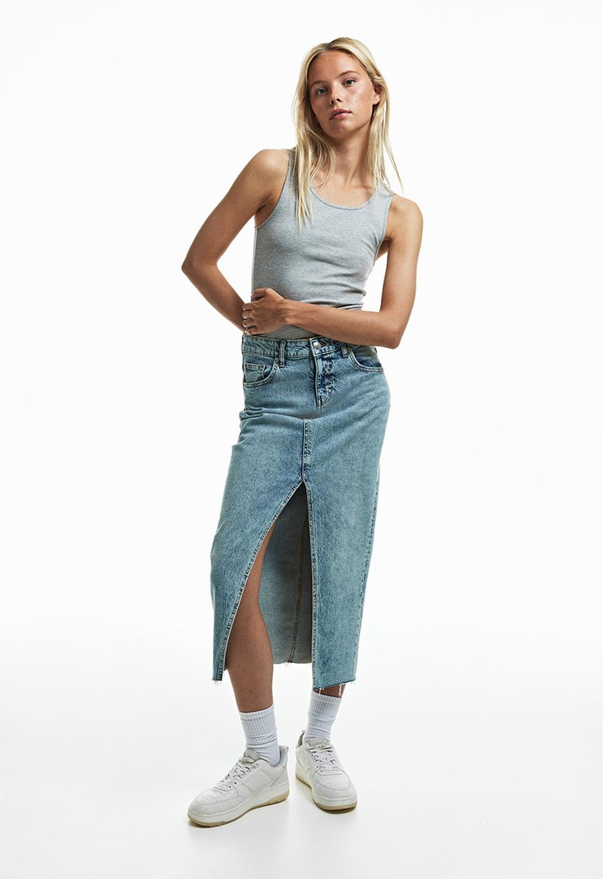H&M - Ribbed cotton vest top - light grey marl