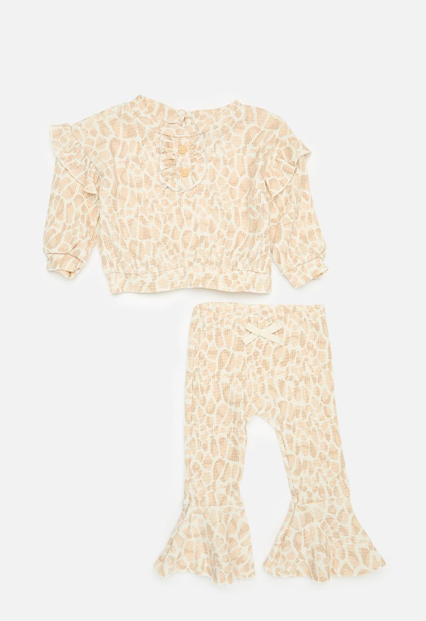 Pop Candy - Ruffle top and flared leg set - leopard print
