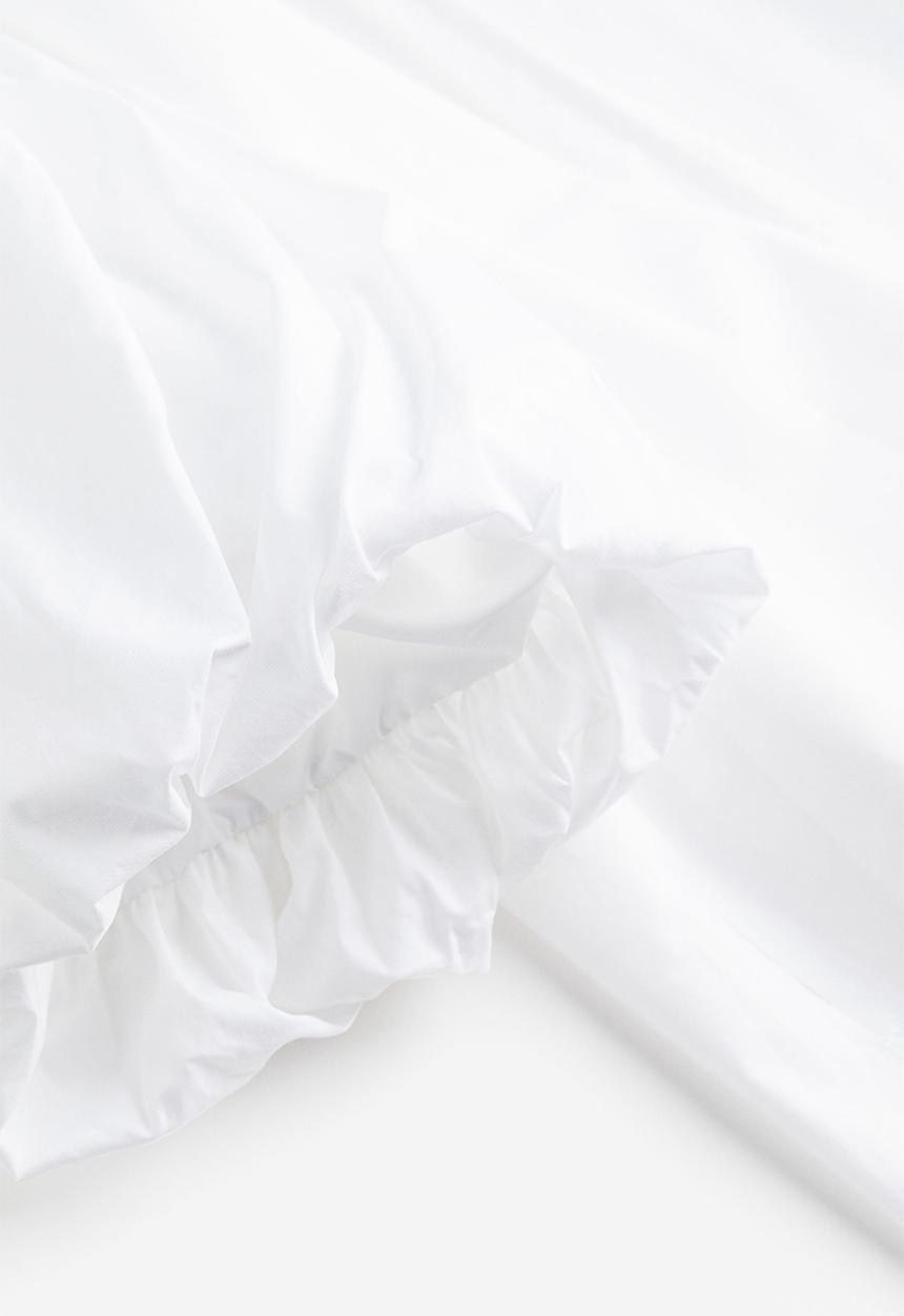 H&M - Balloon-sleeved wrap blouse - white