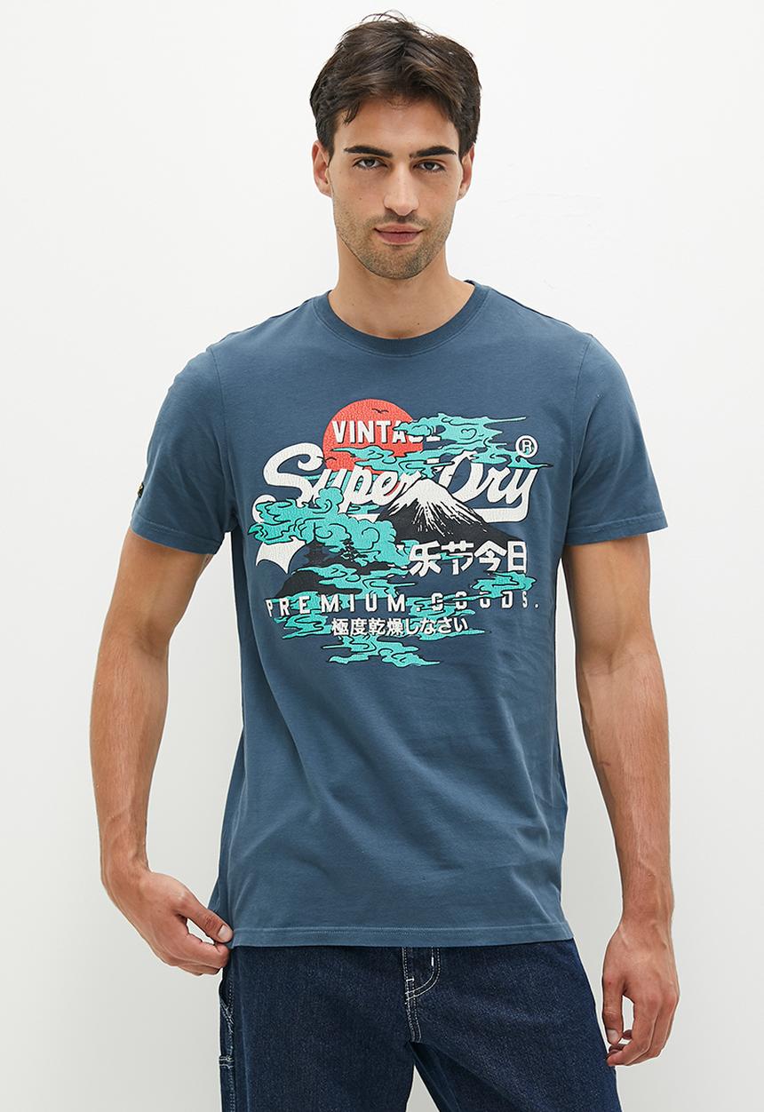 Superdry. - Japanese vl graphic T-shirt - blue bottle