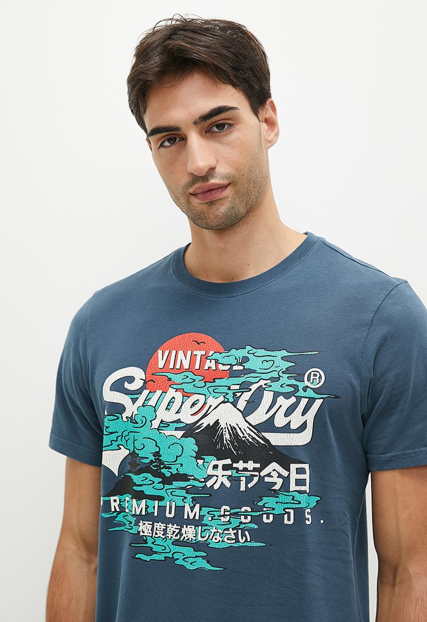 Superdry. - Japanese vl graphic T-shirt - blue bottle