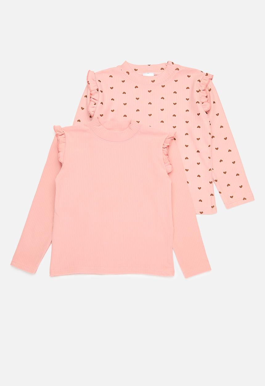 Pop Candy - 2 Pack frilled tops - pink