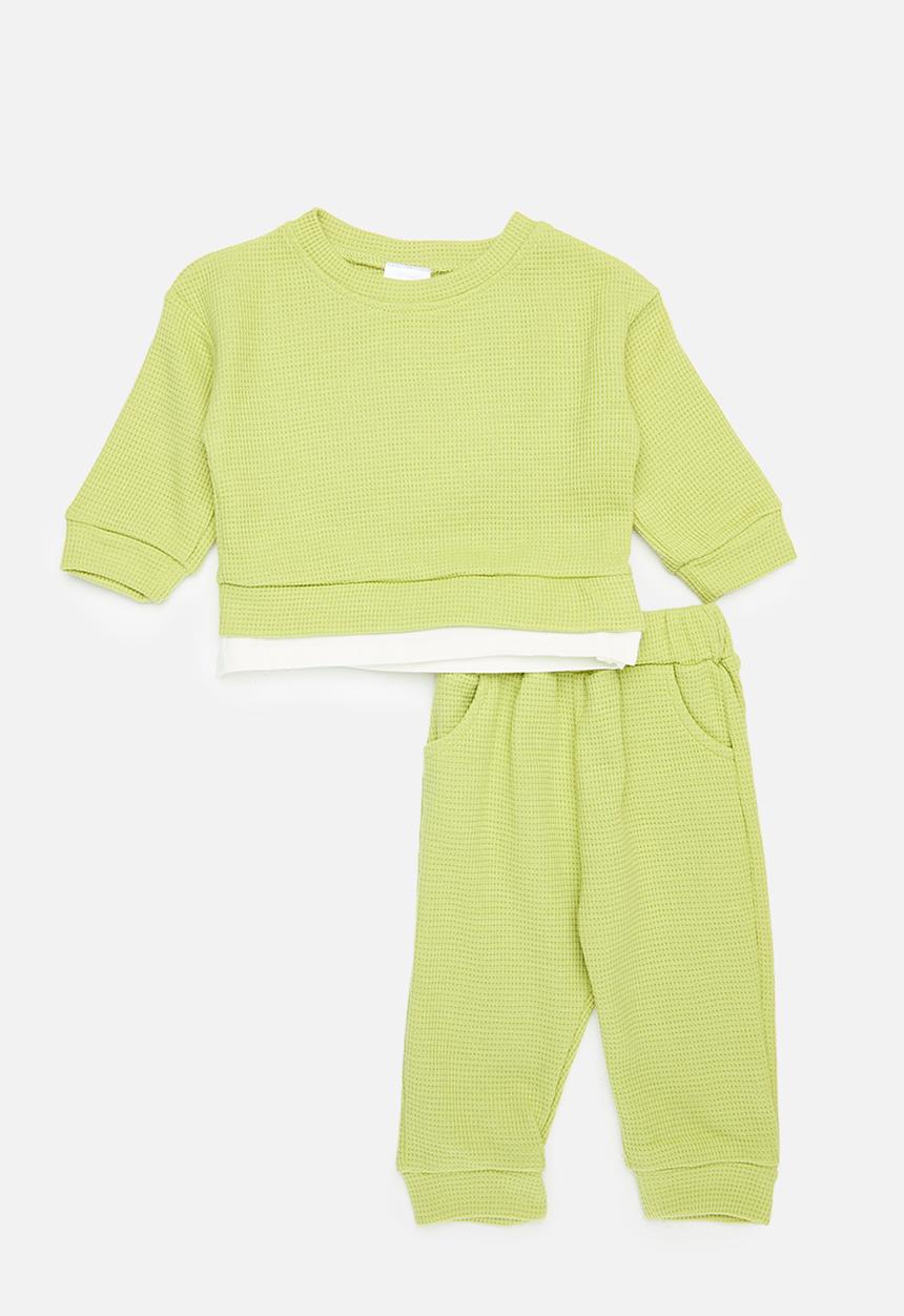 Pop Candy - Waffle knit tracksuit set - olive green