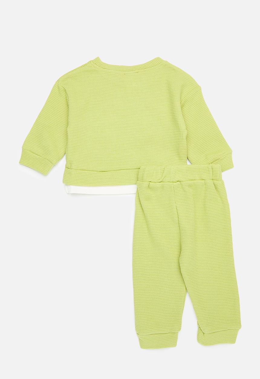 Pop Candy - Waffle knit tracksuit set - olive green