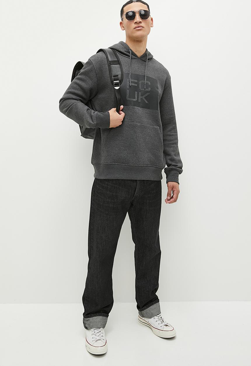 French Connection -  FC S square large o/head - charcoal mel & black 