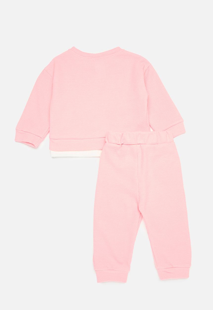 Pop Candy - Waffle knit tracksuit set - pink