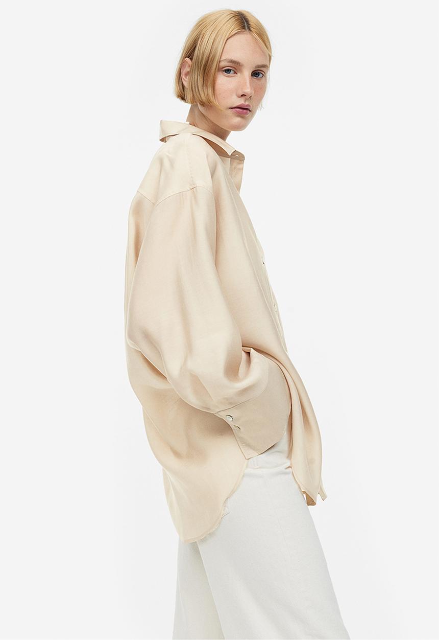 H&M - Oversized lyocell-blend shirt - light beige