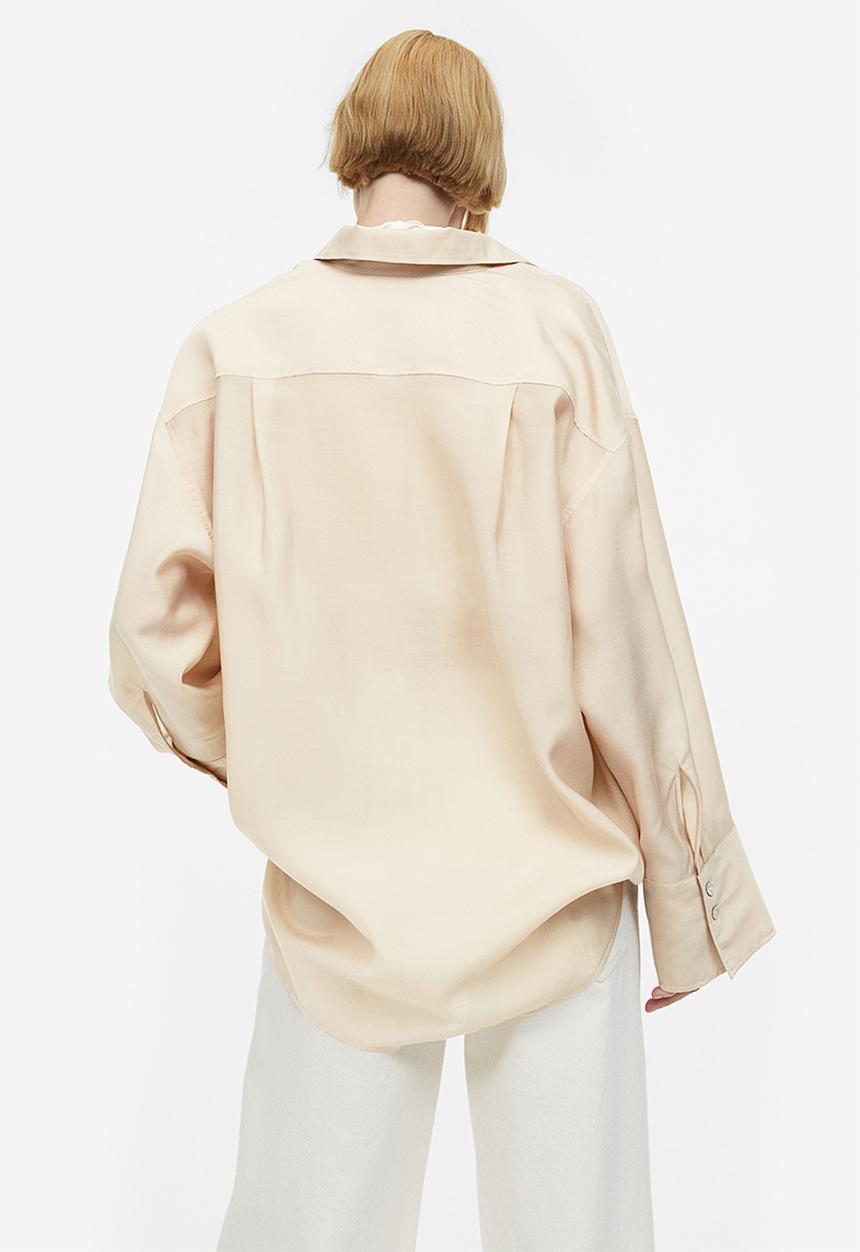 H&M - Oversized lyocell-blend shirt - light beige