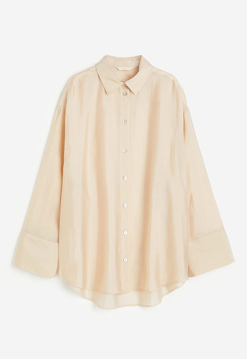 H&M - Oversized lyocell-blend shirt - light beige