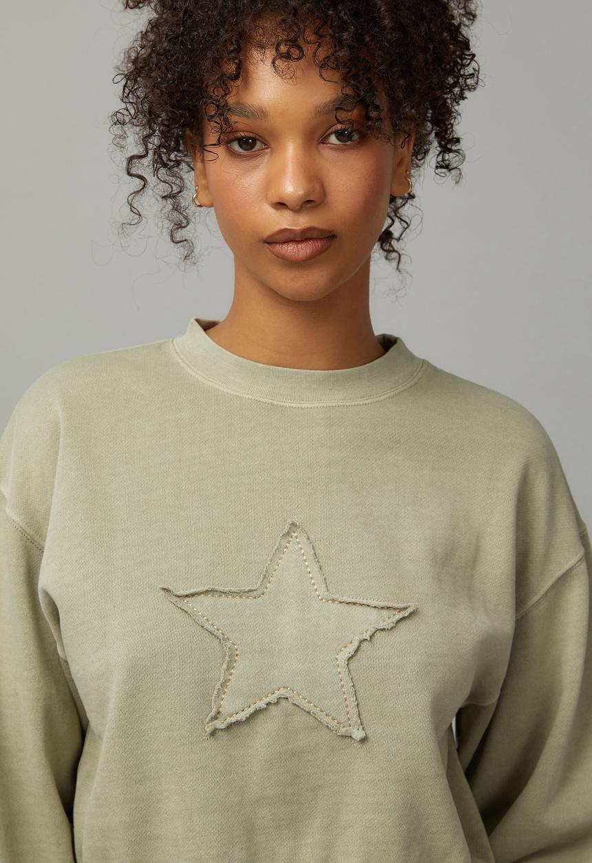 Factorie - Boxy Crop Crew - Soft Green/Star 