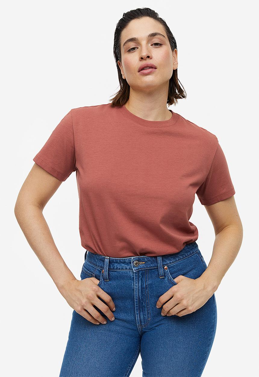 H&M - Cotton T-shirt - brick red