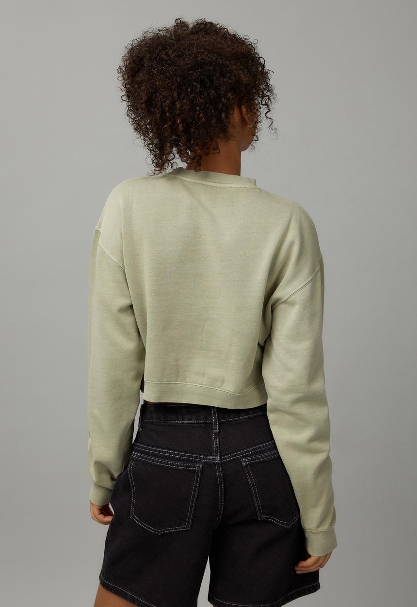 Factorie - Boxy Crop Crew - Soft Green/Star 