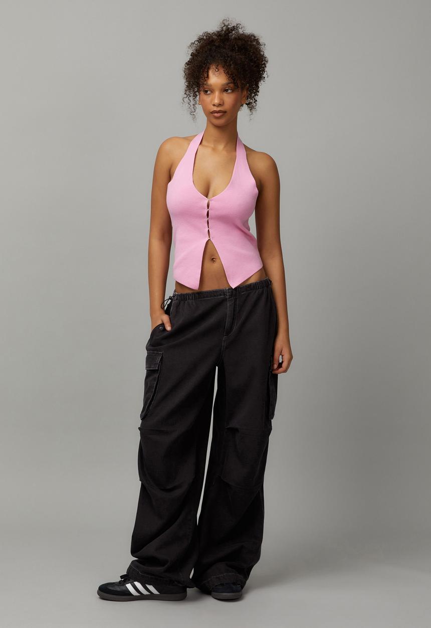 Factorie - Freddie Denim Parachute Pant - Black/White Stitch 
