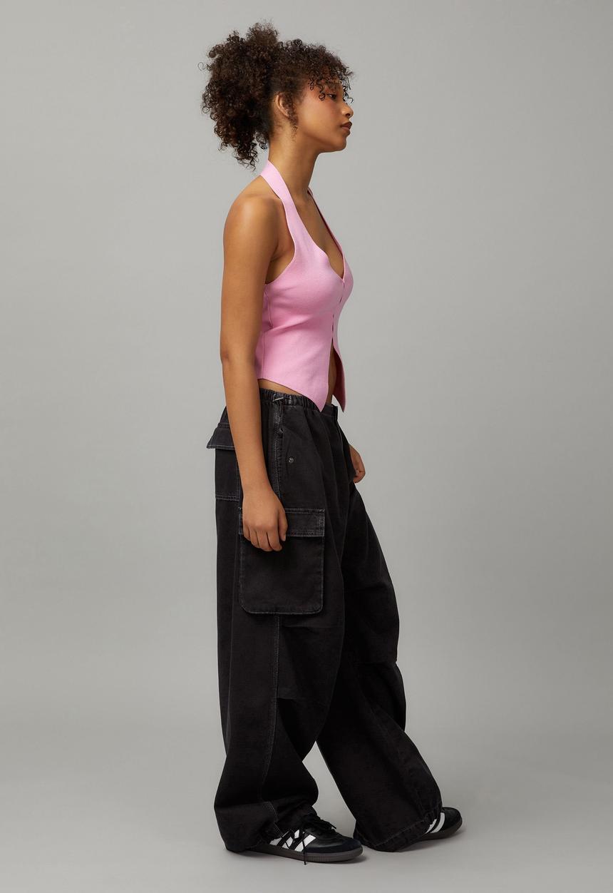 Factorie - Freddie Denim Parachute Pant - Black/White Stitch 