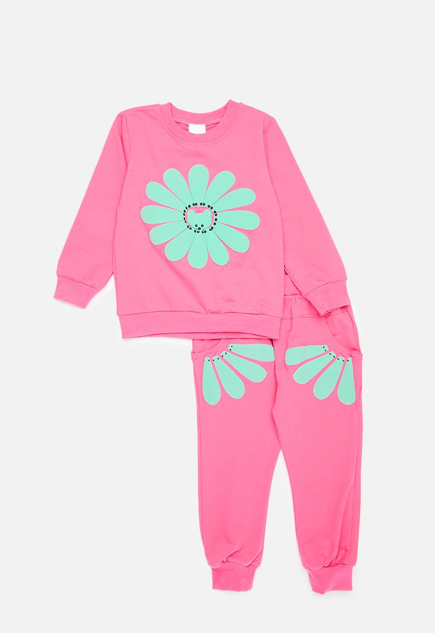 Pop Candy - Daisy print tracksuit set - pink