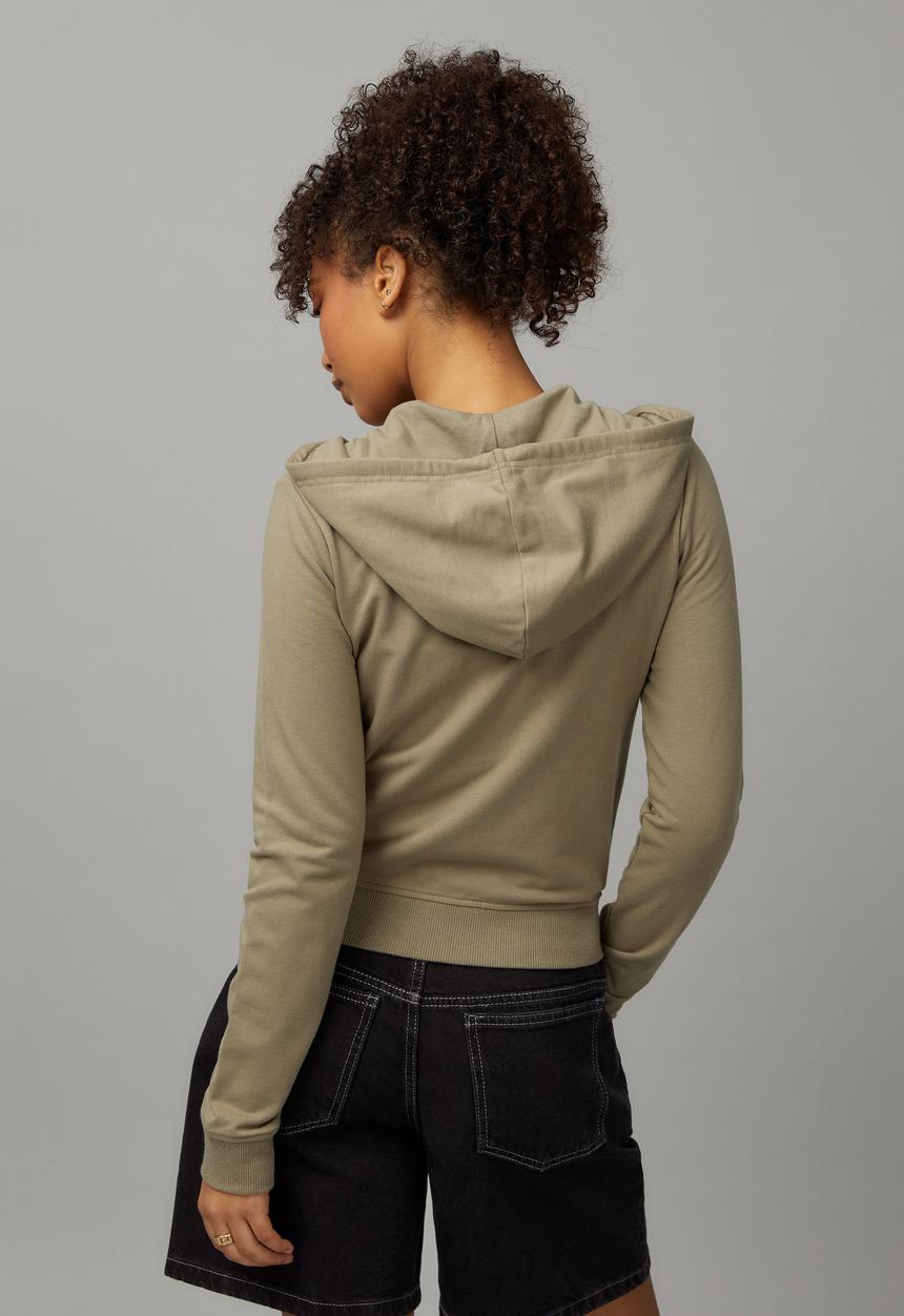 Factorie - Lightweight Graphic Zip Through Hoodie - Washed Olive/West Palm Beach