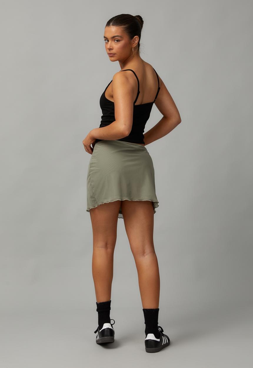 Factorie - Mesh Mini Skirt - Khaki 