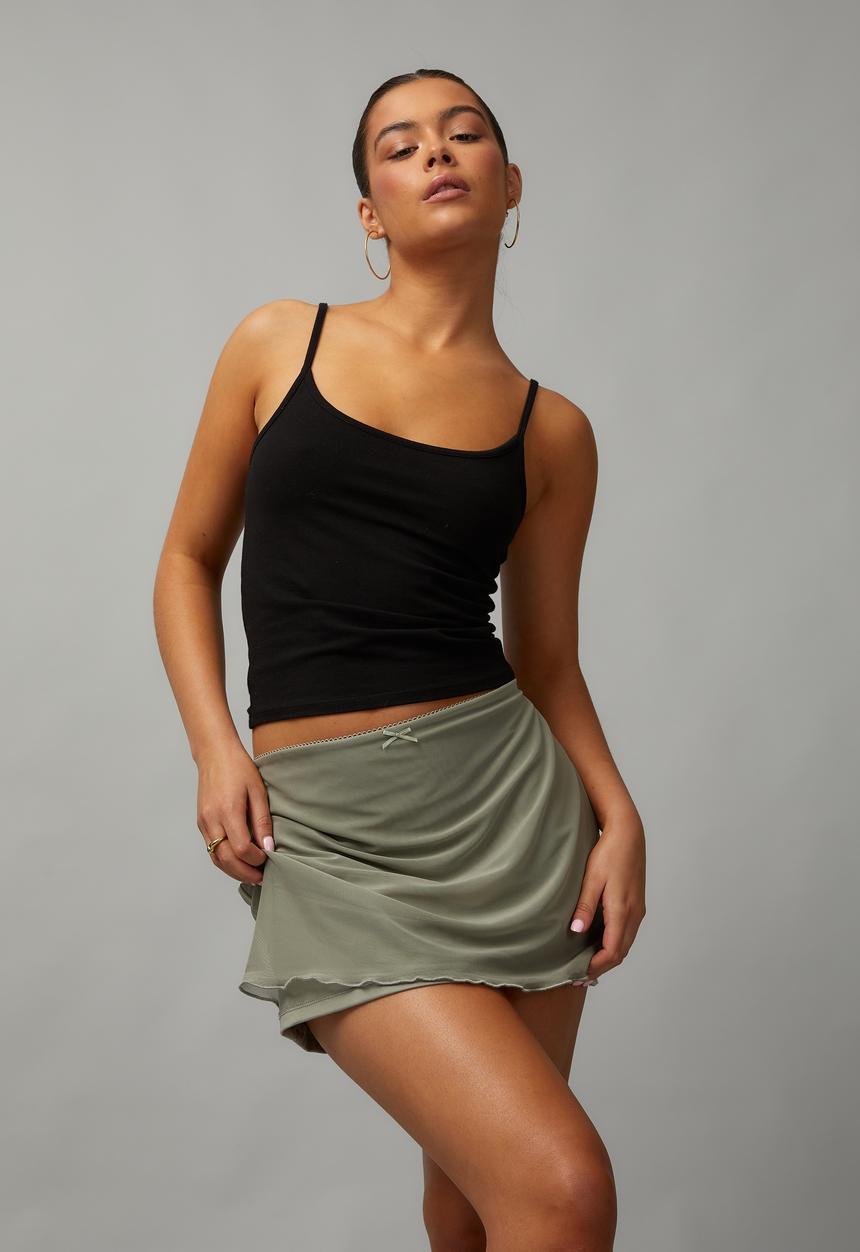 Factorie - Mesh Mini Skirt - Khaki 