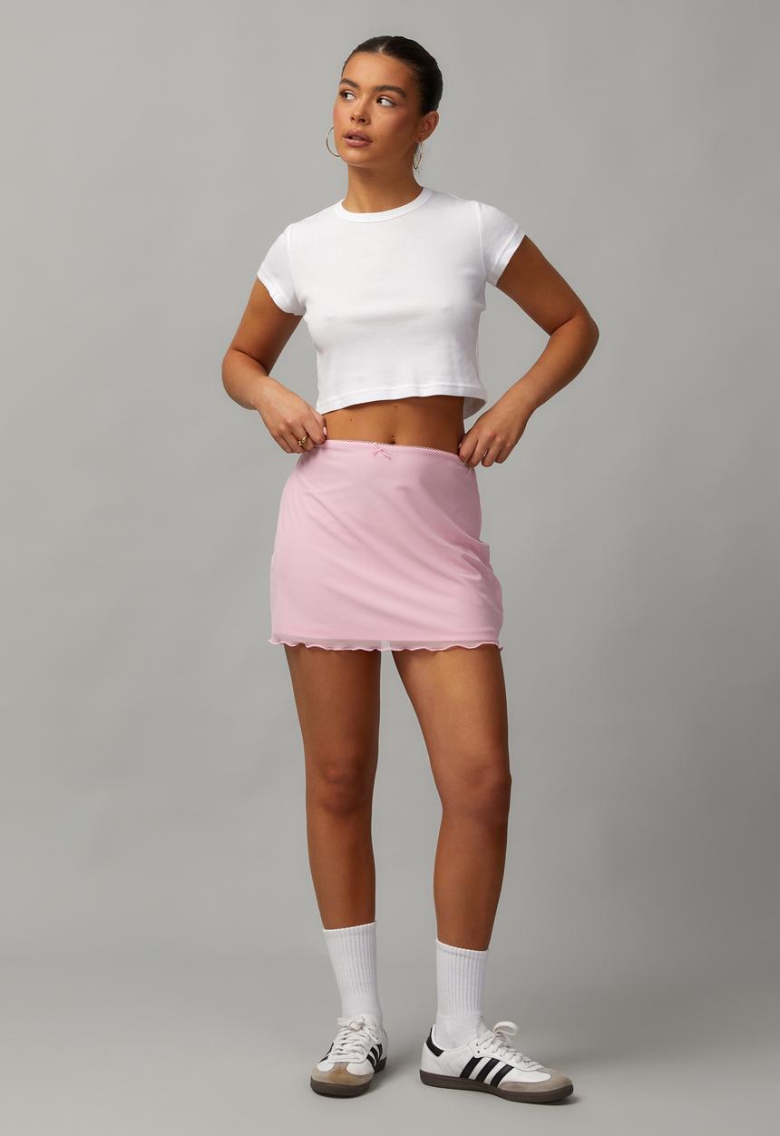 Factorie - Mesh Mini Skirt - Peachy Pink